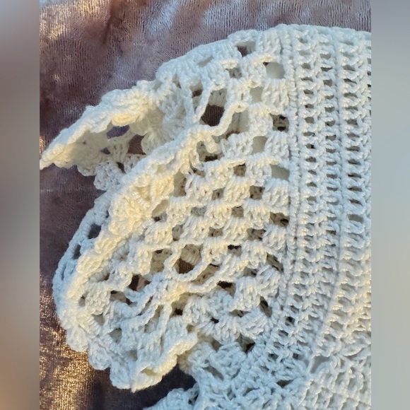 💥Handmade 3pc Christening Elegant Cream Crochet Set - Picture 6 of 10